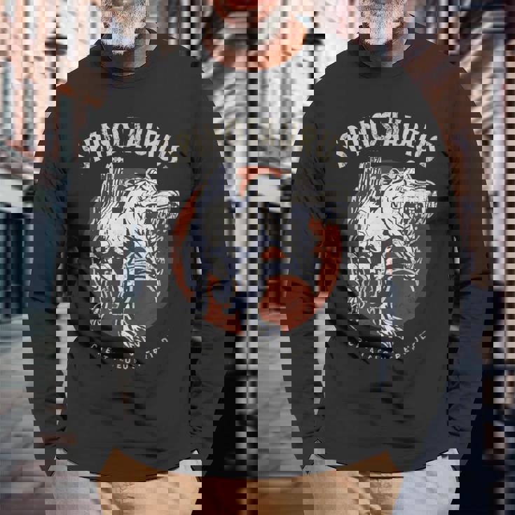 スピノサウルス 白亜時代の生き物 恐竜ファン向け 長袖Tシャツ 高齢者への贈り物