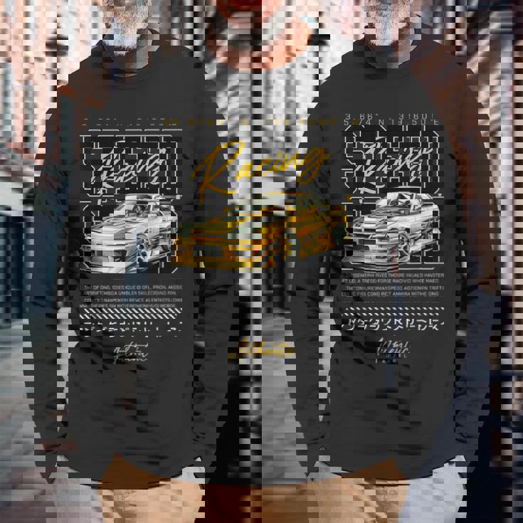 スピードレトロヴィンテージジャパニーズjdm東京ジャパンドリフトレースカー 長袖Tシャツ 高齢者への贈り物