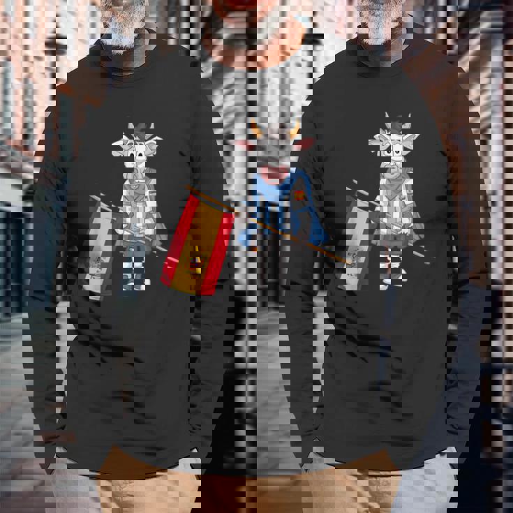 スペイン牛のファン 長袖Tシャツ 高齢者への贈り物