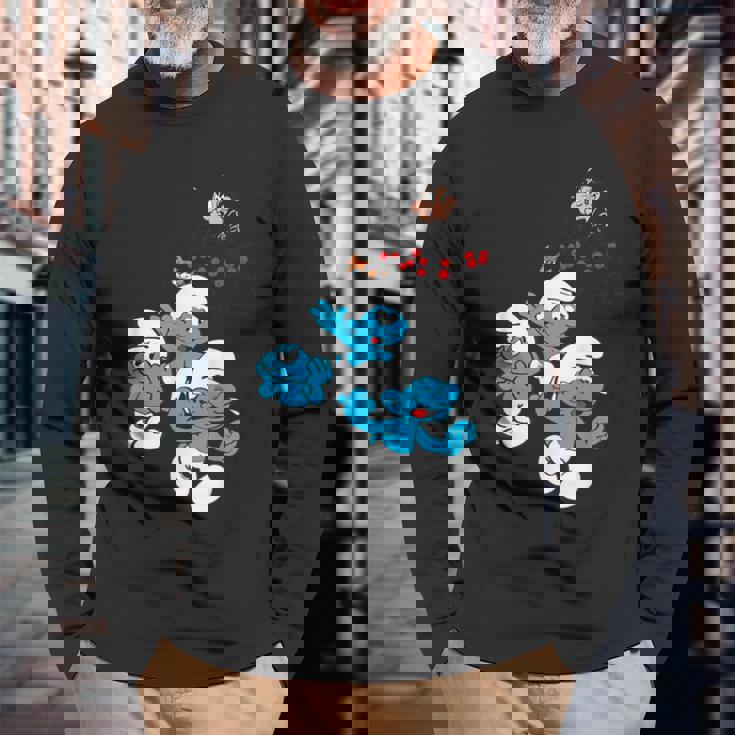 スマーフグループ スマーフ ガーガメル 魅惑のブルーフレンズのファン 長袖Tシャツ 高齢者への贈り物