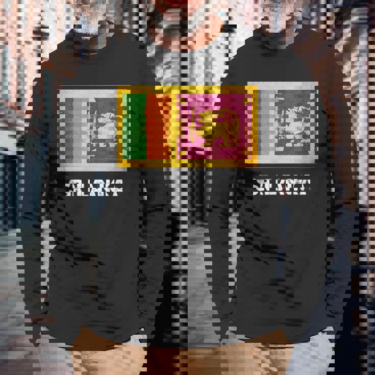 スリランカ国旗tシャツ 長袖Tシャツ 高齢者への贈り物