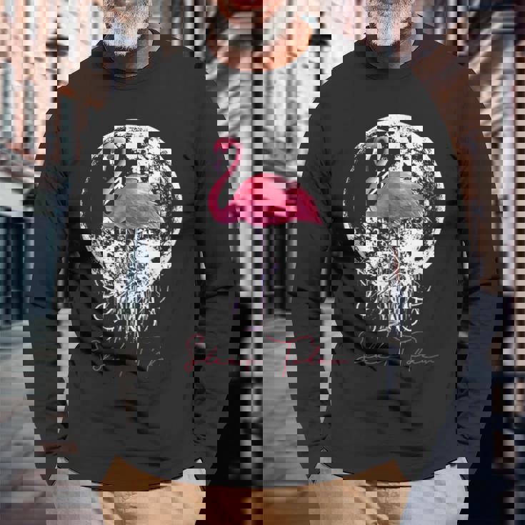 スリープトークンフラミンゴバイブス 長袖Tシャツ 高齢者への贈り物