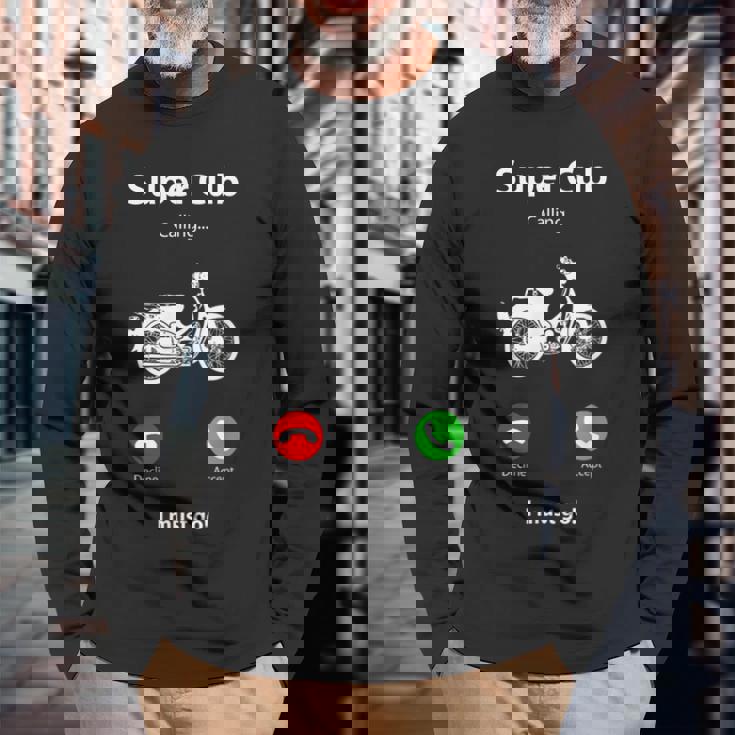 スーパーカブc100 原付バイク レトロジャパン 長袖Tシャツ 高齢者への贈り物