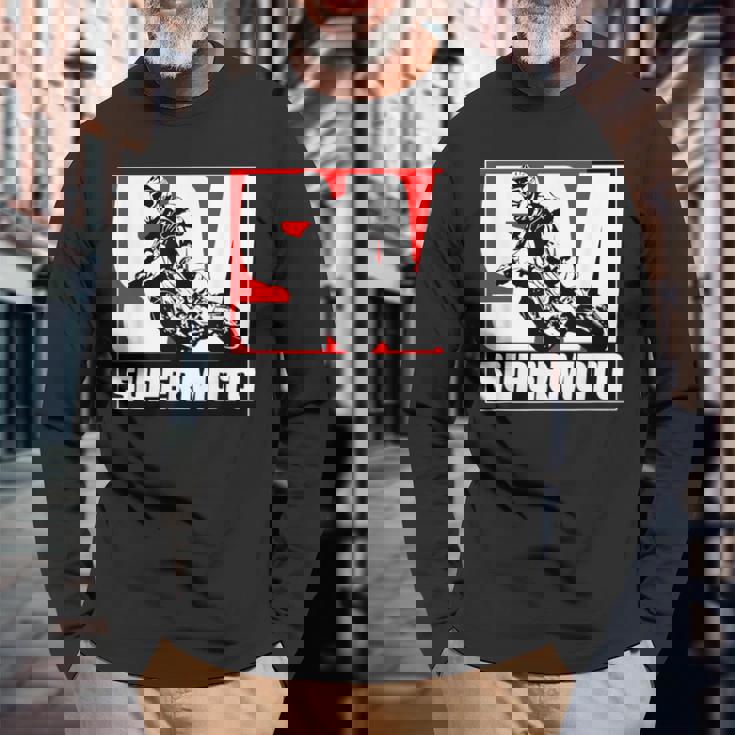 スーパーモトスーパーモタードエンデューロモトクロス 長袖Tシャツ 高齢者への贈り物