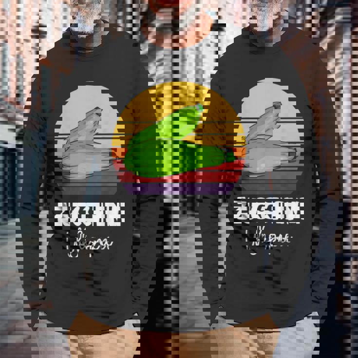 ズッキーニ愛好家 ビーガン ベジタリアン野菜ズッキーニ 長袖Tシャツ 高齢者への贈り物