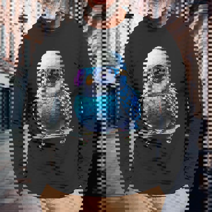 セキセイインコ オーナー様へ 長袖Tシャツ 高齢者への贈り物