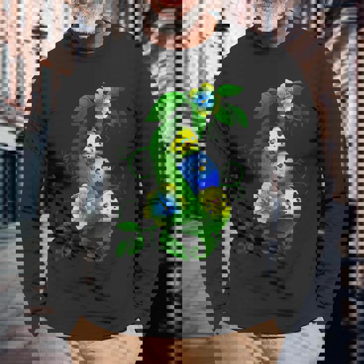 セキセイインコの赤ちゃん 長袖Tシャツ 高齢者への贈り物