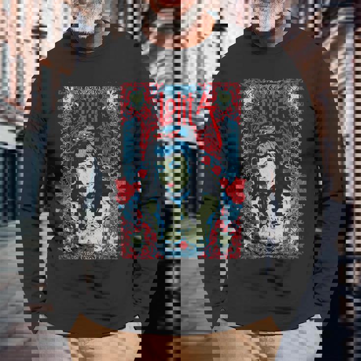 セクシー ゾンビ ピンナップ ガール ヴィンテージ ロリータ ゴス 長袖Tシャツ 高齢者への贈り物