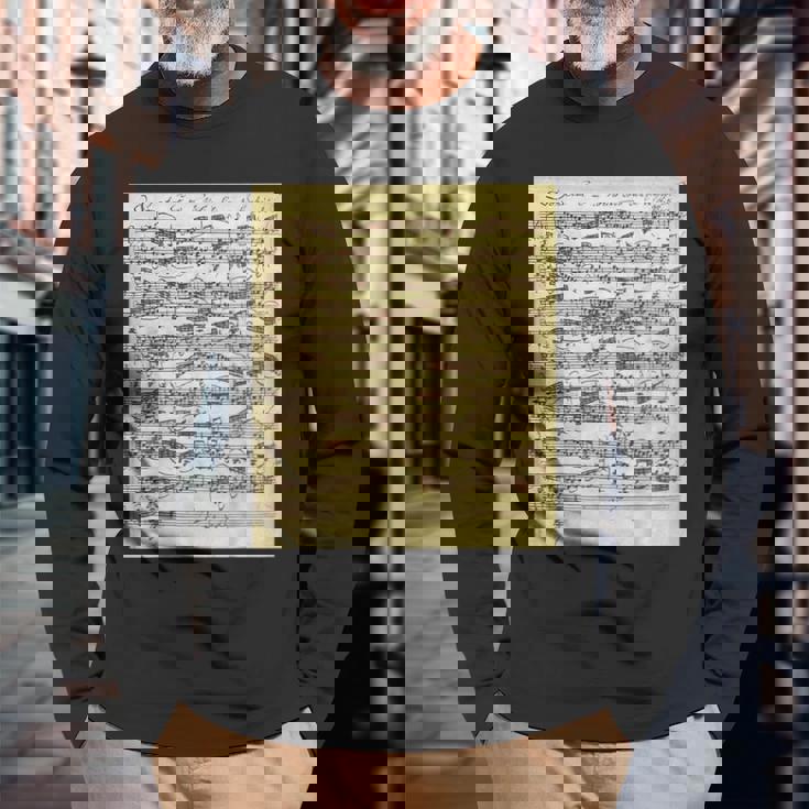 セバスティアン・バッハ ソナタ 楽譜 古典作曲家クラス 長袖Tシャツ 高齢者への贈り物