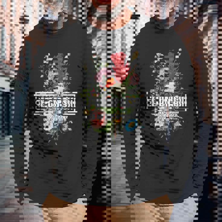 セルフコンパッションは私の超能力ですハイヤーセルフケア心理学 長袖Tシャツ 高齢者への贈り物