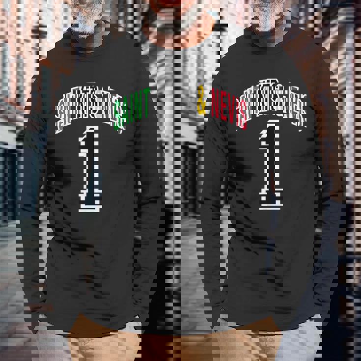 セントクリストファーネイビス 国旗 1 長袖Tシャツ 高齢者への贈り物