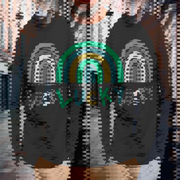 セント・パッツ・ラッキー・レインボー 長袖Tシャツ 高齢者への贈り物