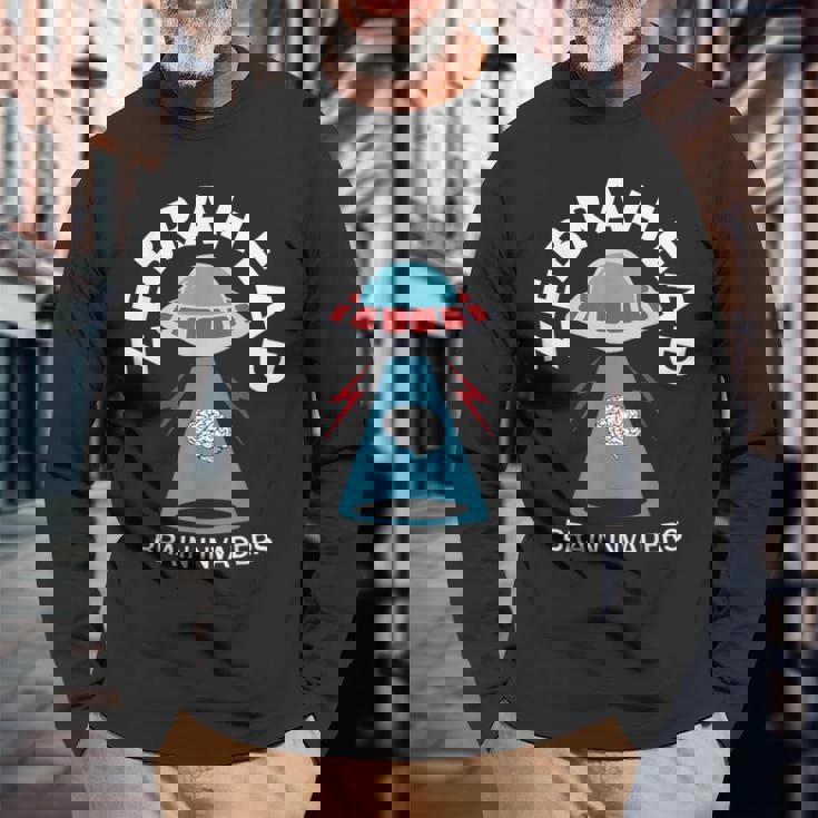 ゼブラヘッド脳侵略者面白いデザイン。 長袖Tシャツ 高齢者への贈り物