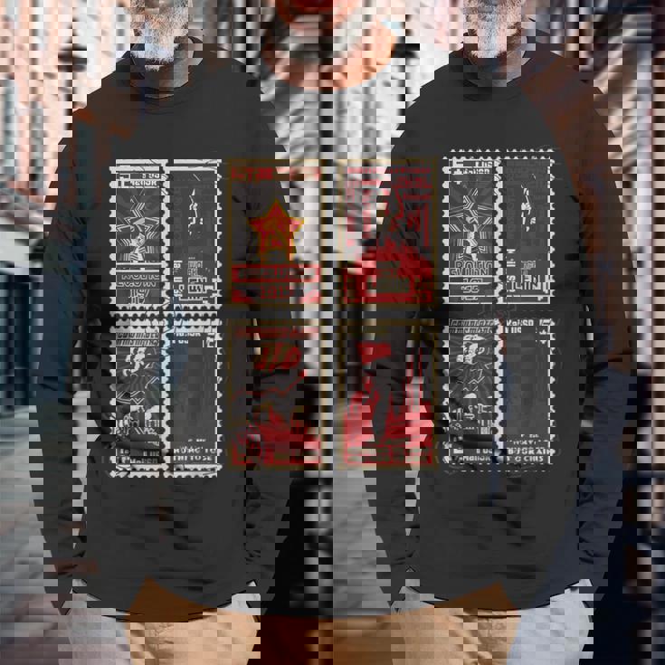 ソビエト消印sovi8ヴィンテージプロパガンダ。 長袖Tシャツ 高齢者への贈り物