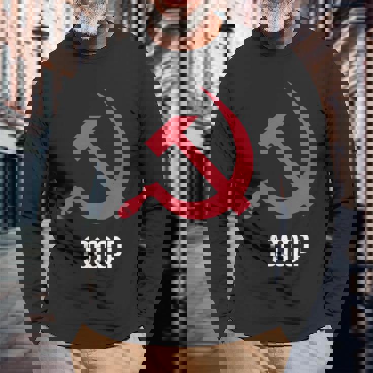 ソ連ロシアソビエト連合ハンマー 胸に鎌 Cccp付き 長袖Tシャツ 高齢者への贈り物