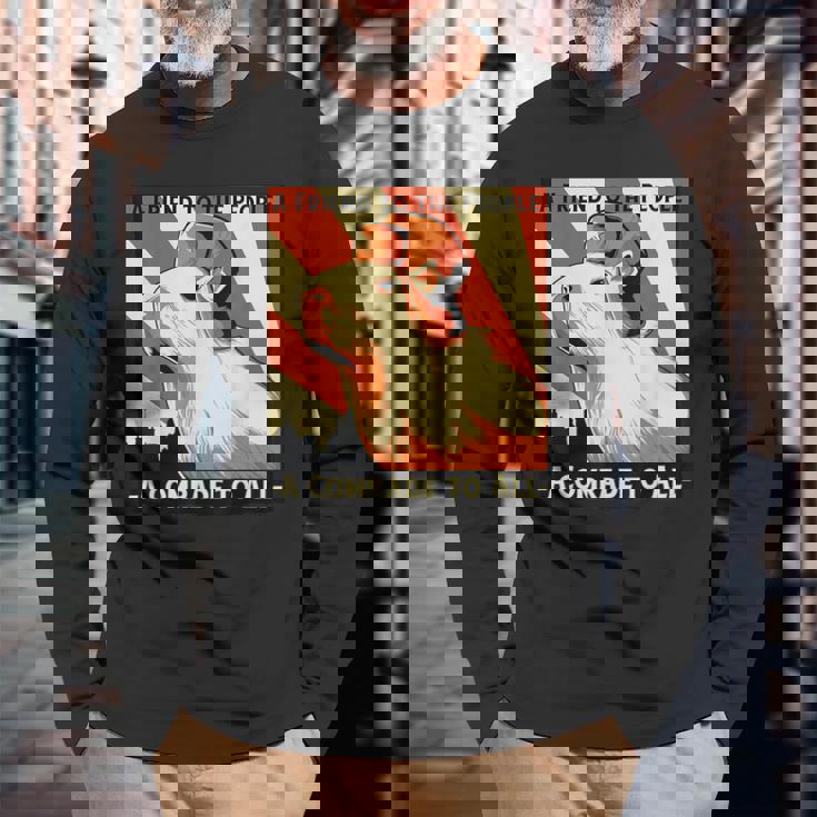 ソ連共産主義カピバラソビエト民衆への友 長袖Tシャツ 高齢者への贈り物