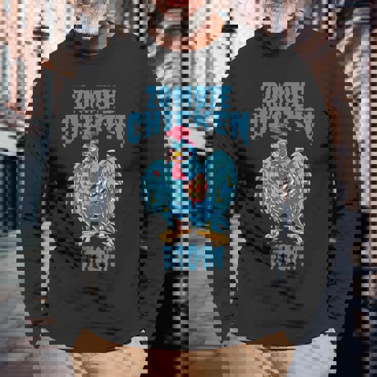 ゾンビ アンデッド 面白い 雄鶏 ハロウィン ゾンビ チキン ママ 長袖Tシャツ 高齢者への贈り物