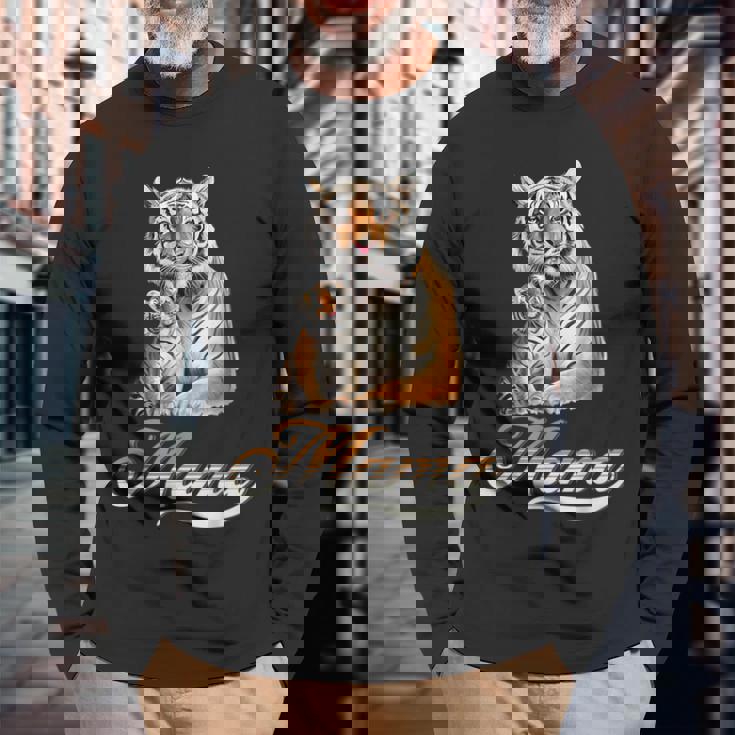 タイガー ママ&ベビー 母の日 トラ 動物好き 長袖Tシャツ 高齢者への贈り物