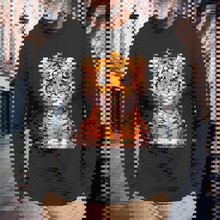 タイガーカブ×可愛いベイビータイガー 長袖Tシャツ 高齢者への贈り物