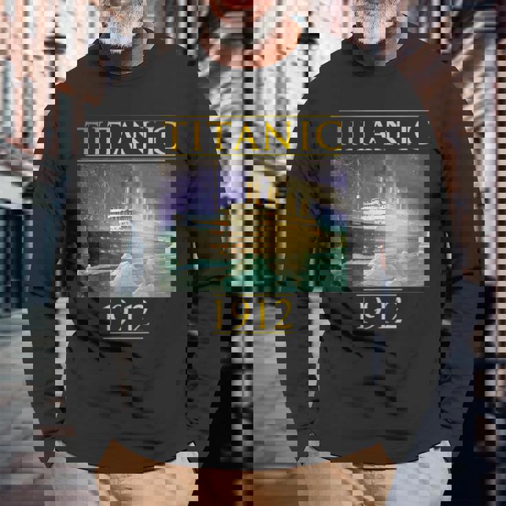 タイタニックtシャツ 帆船 ヴィンテージ クルーズベッセル 1912年 ギフト 長袖Tシャツ 高齢者への贈り物