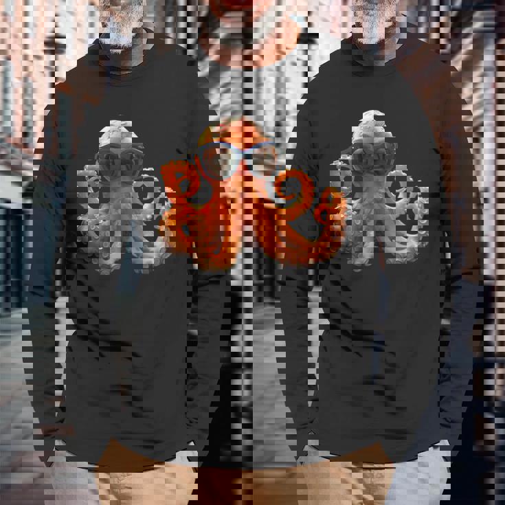 タコ 小タコ イカ 海 恋 甘タコ 長袖Tシャツ 高齢者への贈り物