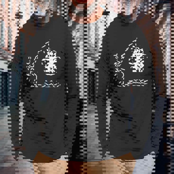 タコ釣りタコクラーケンケンケファロポッド ファニータコ 長袖Tシャツ 高齢者への贈り物