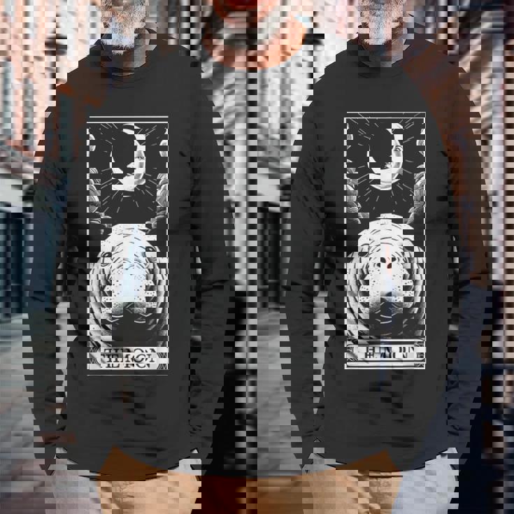 タロットカード ヴィンテージ 三日月 マナティー 海 動物 恋人 長袖Tシャツ 高齢者への贈り物