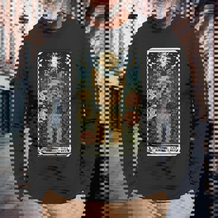 タロットヨークシャーテリア 長袖Tシャツ 高齢者への贈り物