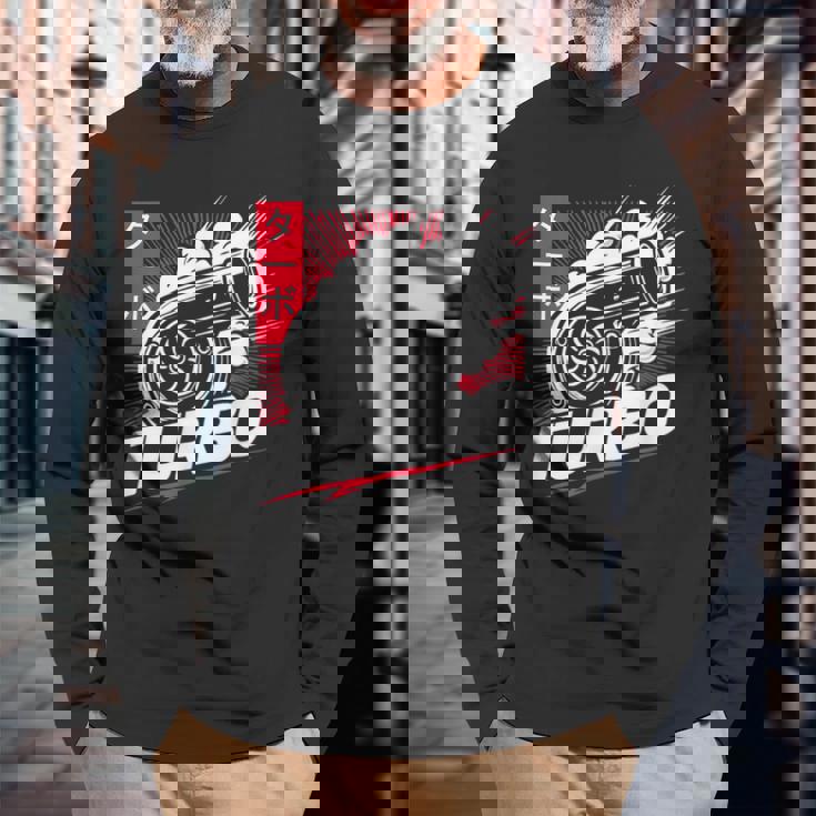 ターボターボチャージャー 日本語レタリング 日本スタイル 長袖Tシャツ 高齢者への贈り物