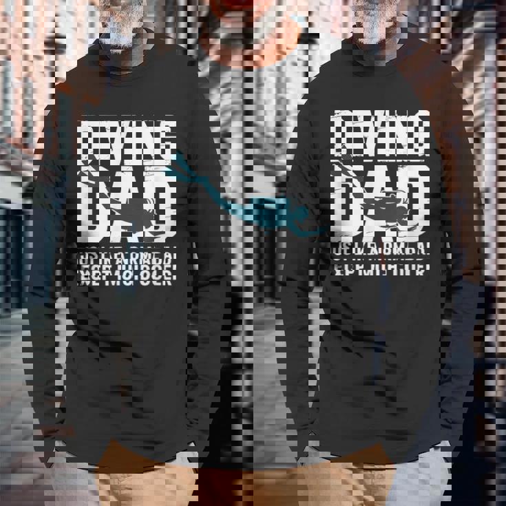 ダイビング お父さん ヴィンテージ スキューバ ダイバー 父 スキューバダイビング 長袖Tシャツ 高齢者への贈り物