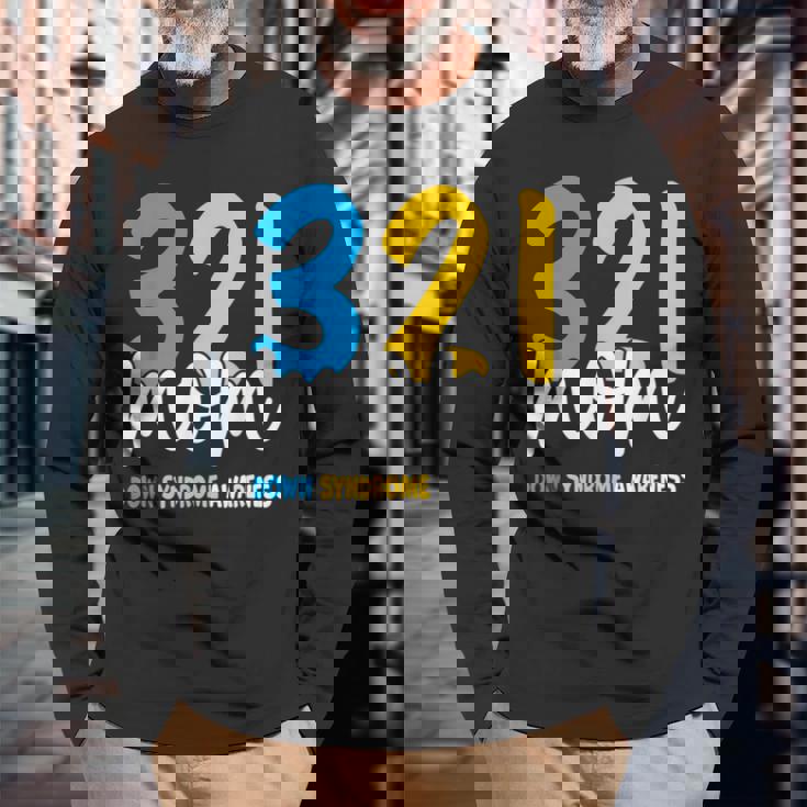 ダウン症啓発 誇り高きトリソミー 21ママダウン症 長袖Tシャツ 高齢者への贈り物