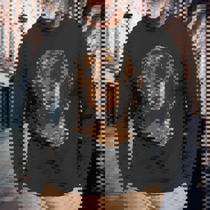 ダックス イラスト 愛犬家 犬 アート 長袖Tシャツ 高齢者への贈り物