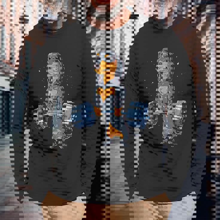 ダックスフント ウェイトリフティング 面白い デッドリフト メンズ フィットネス ジム ギフト 長袖Tシャツ 高齢者への贈り物