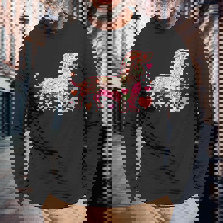 ダックスフントの解体新書 ミニチュアダックス 犬の飼い主 ダックス飼い おもしろ 愛犬家 犬 ダックスフント 長袖Tシャツ 高齢者への贈り物