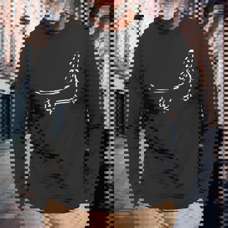 ダックスフンド 犬のモチーフの動物の顔 アートモチーフの犬 長袖Tシャツ 高齢者への贈り物