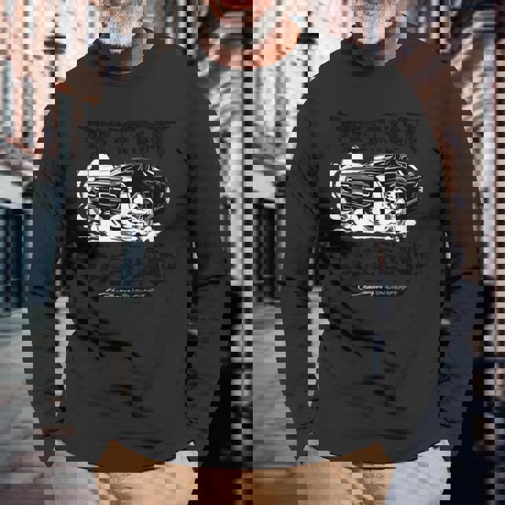 ダッジ・チャレンジャー・ブラック・ゴースト、デトロイト・レジェンド 長袖Tシャツ 高齢者への贈り物