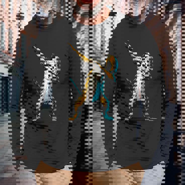 ダビングするミーアキャット 面白いモチーフ 踊るダブ スリケート 長袖Tシャツ 高齢者への贈り物