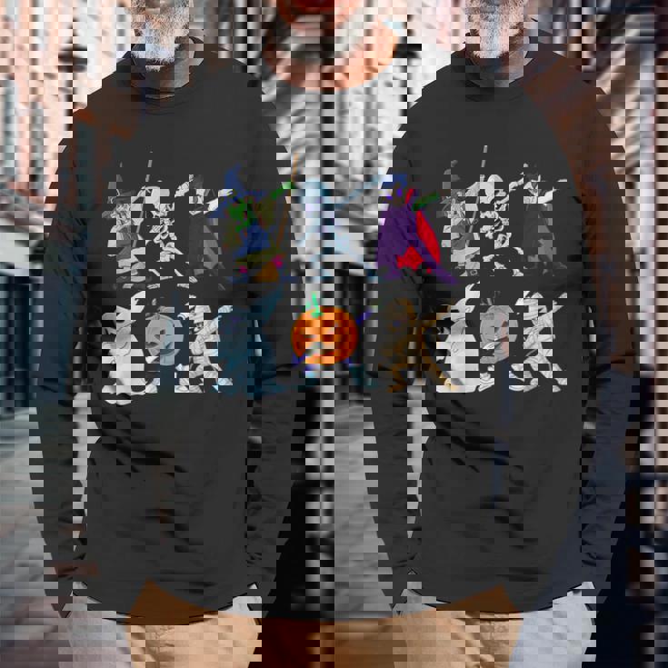 ダビングハロウィン骨格の魔女ヴァンパイアゴーストモンスター 長袖Tシャツ 高齢者への贈り物