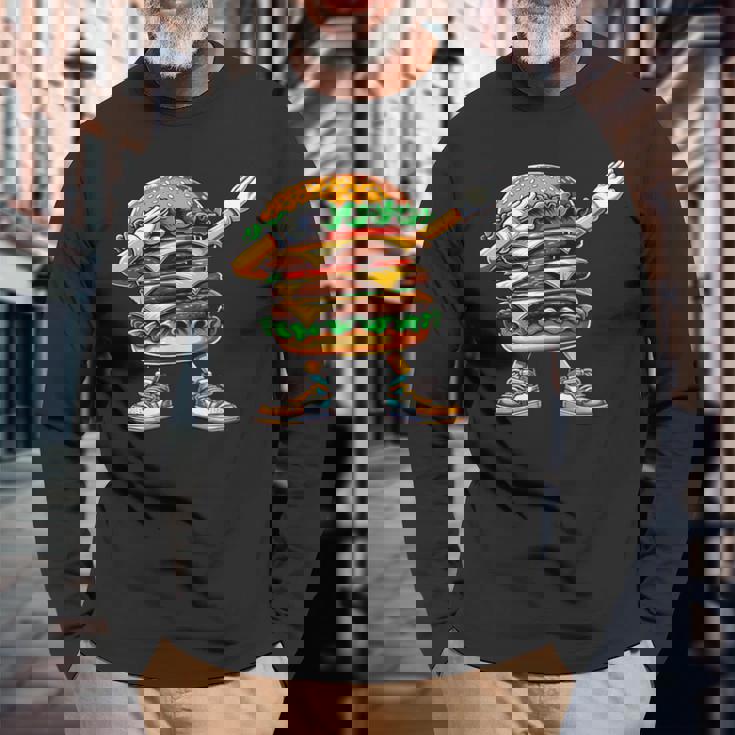 ダビングバーガー ファーストフード ナショナルハンバーガー ダブ愛好家 長袖Tシャツ 高齢者への贈り物