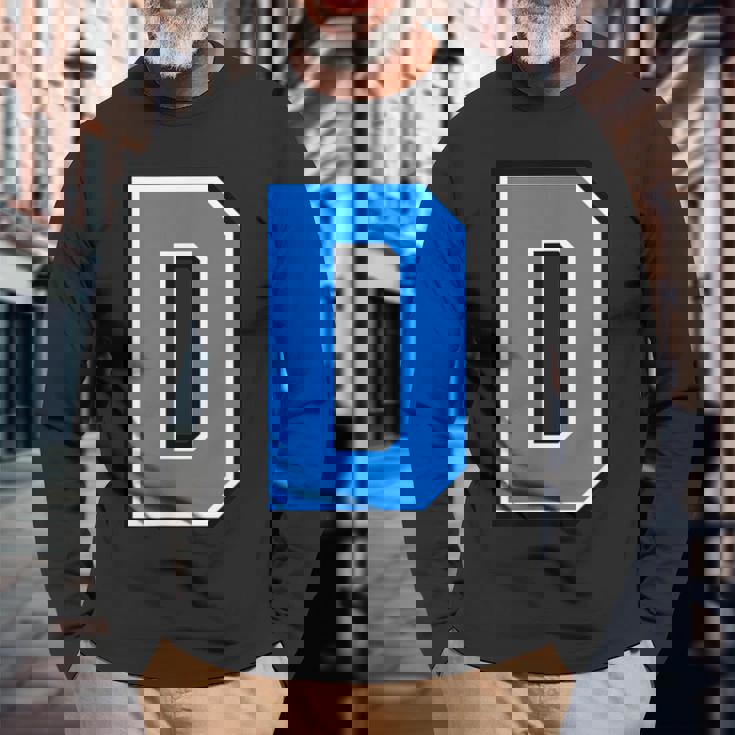 ダブリン郡 スカイブルー ネイビー アルファベット D ゲール語 フットボール ハーリング 長袖Tシャツ 高齢者への贈り物