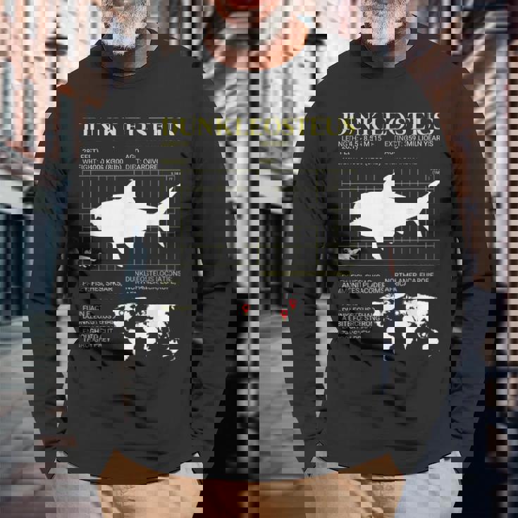 ダンクルオステウス デボン紀の海の怪物 絶滅動物 長袖Tシャツ 高齢者への贈り物