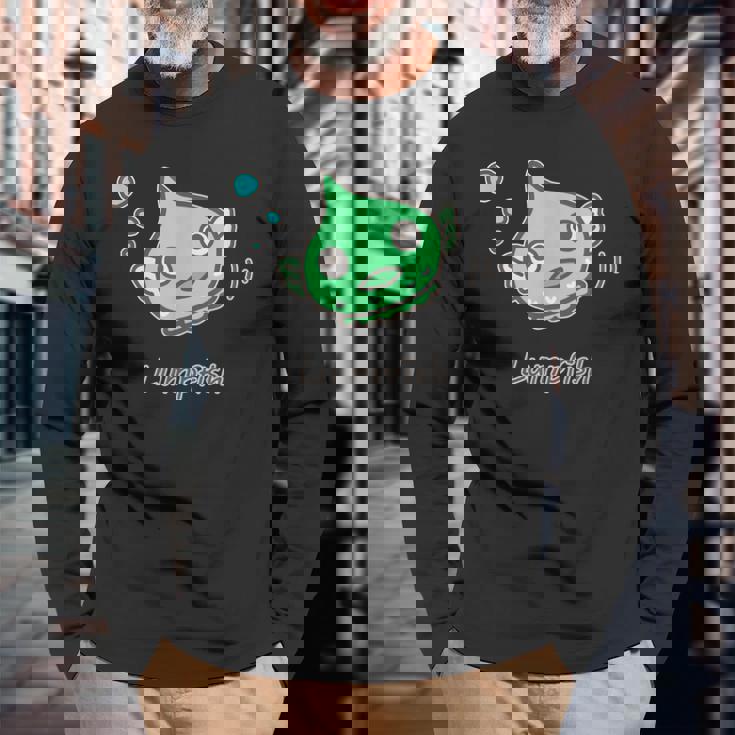 ダンゴウオ 緑ver 魚 かわいい おもしろ ネタ 海 魚好き プレセント 長袖Tシャツ 高齢者への贈り物