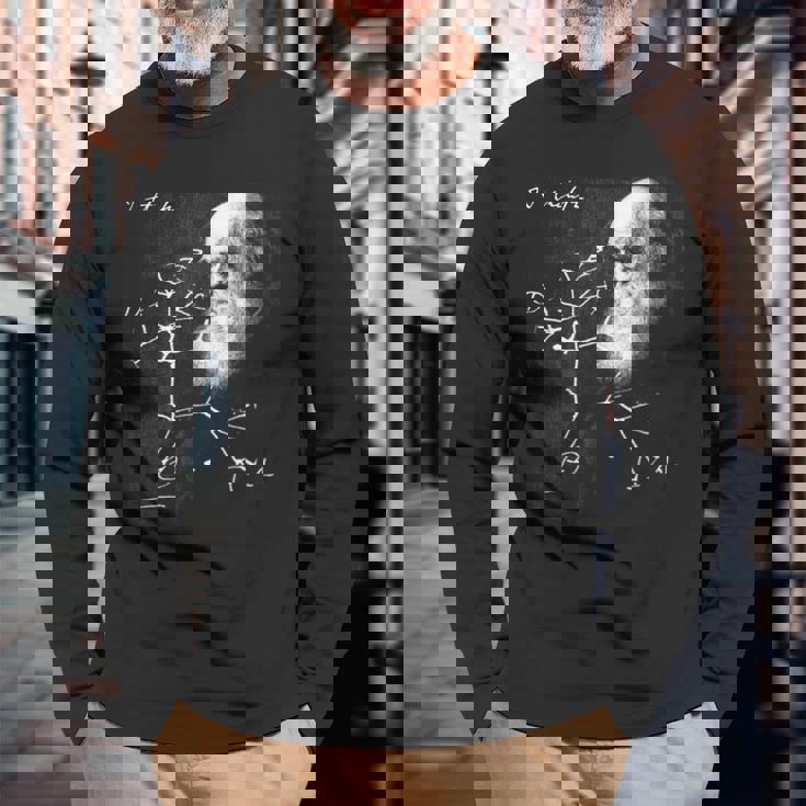 ダーウィン 生命の木 進化 科学シャツ 生物学 オタク 長袖Tシャツ 高齢者への贈り物