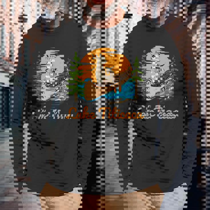 チチカカ湖 長袖Tシャツ 高齢者への贈り物