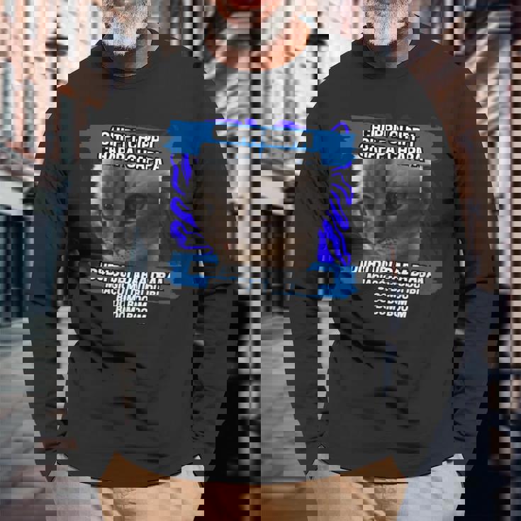 チッピ チッピ チャッパ チャッパ 踊る猫 ミーム 長袖Tシャツ 高齢者への贈り物