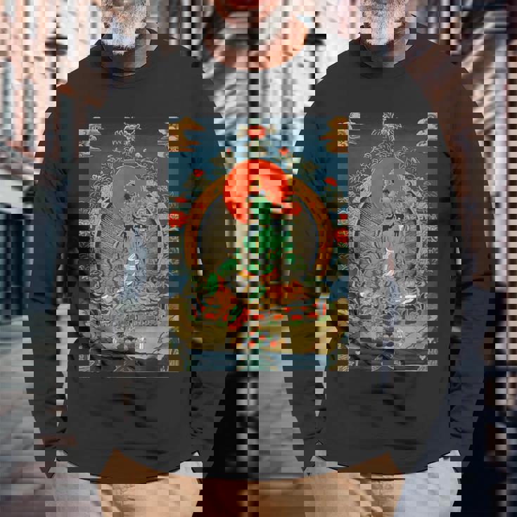 チベットタンカ サムサラ 曼荼羅 生命の輪 仏教 長袖Tシャツ 高齢者への贈り物