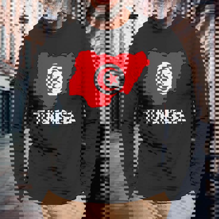 チュニジア国旗 地図 チュニジアのルーツ チュニジア プライド チュニジア 長袖Tシャツ 高齢者への贈り物