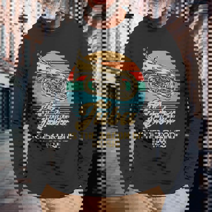 チューバは音楽の頂点チューバヴィンテージ 長袖Tシャツ 高齢者への贈り物