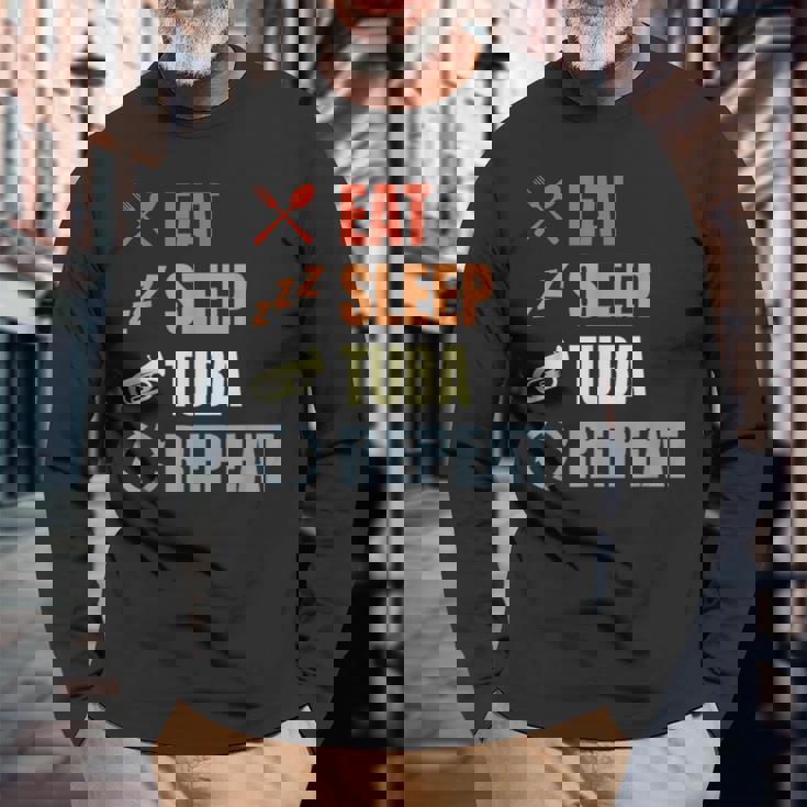 チューバ奏者スケジュール チューバ愛好家 金管楽器 長袖Tシャツ 高齢者への贈り物