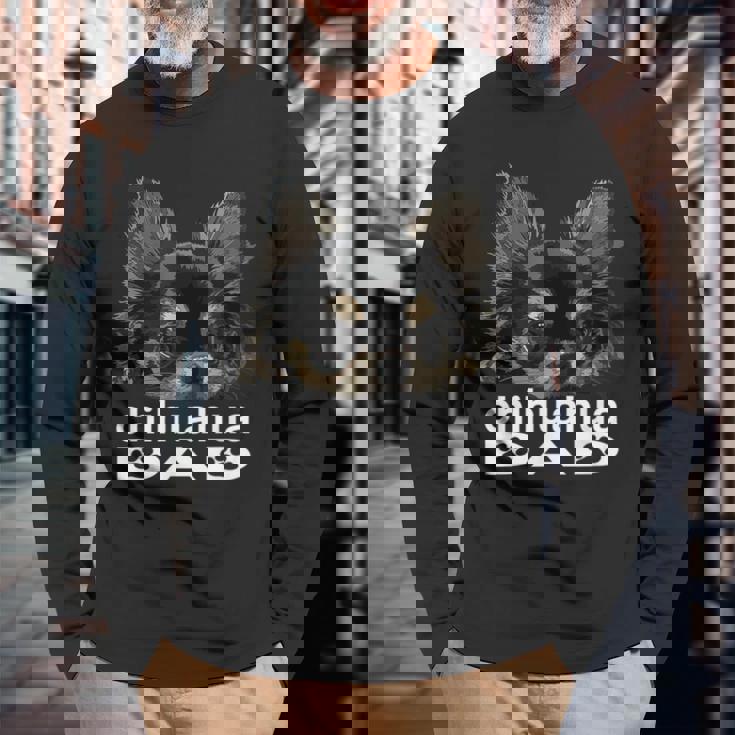 チワワ お父さん 面白い 父 犬 チワワ パパ 長袖Tシャツ 高齢者への贈り物